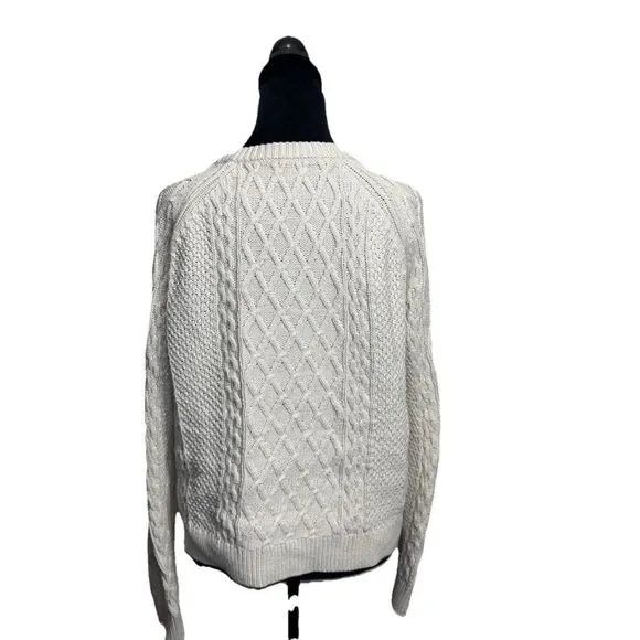 J Crew Cotton cable-knit crewneck sweater Women’s Size S Cotton Fisherman Core - Picture 4 of 6